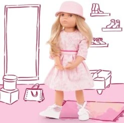 Götz 1766045 Happy Kidz Emma Geht Zur Sommerparty Puppe - 50 Cm Große Multigelenk-Stehpuppe, Blonde Haare, Steingraue Augen - 8-teiliges Set -Spielzeug Förderung goetz girls happy kidz stapop emma met jurk hoed roze 50 cm