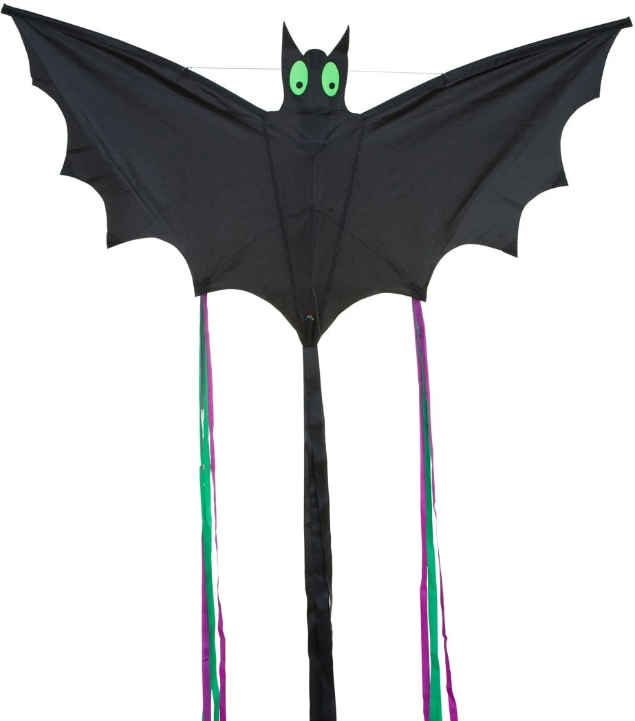 HQ 100040 - Bat Black "L", Kinderdrachen Einleiner, Ab 5 Jahren, 30x60cm, Inkl. 10kp Polyesterschnur 25m Auf Griff, 2-4 Beaufort 3 HQ 100040 - Bat Black "L", Kinderdrachen Einleiner, Ab 5 Jahren, 30x60cm, Inkl. 10kp Polyesterschnur 25m Auf Griff, 2-4 Beaufort