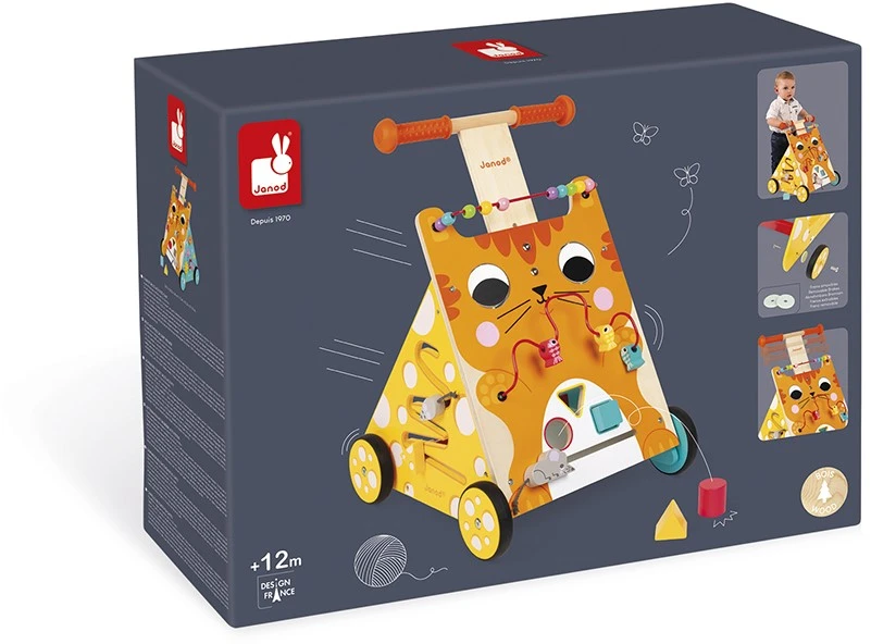 Janod Baby Lauflernhilfe ‘Katze’ - Holzspielzeug, Laufwagen Für Draußen - Baby Walker Mit Bremse Und Höhenverstellbarem Griff - Spielend Laufen Lernen - Ab 12 Monaten, J08005 4 Janod Baby Lauflernhilfe ‘Katze’ - Holzspielzeug, Laufwagen Für Draußen - Baby Walker Mit Bremse Und Höhenverstellbarem Griff - Spielend Laufen Lernen - Ab 12 Monaten, J08005 – Bild 2