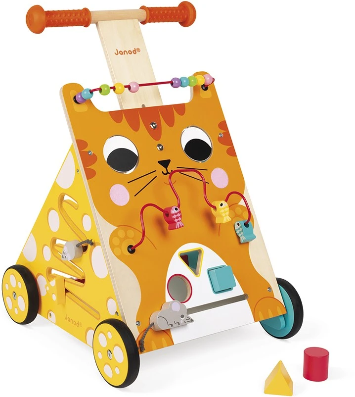 Janod Baby Lauflernhilfe ‘Katze’ - Holzspielzeug, Laufwagen Für Draußen - Baby Walker Mit Bremse Und Höhenverstellbarem Griff - Spielend Laufen Lernen - Ab 12 Monaten, J08005 3 Janod Baby Lauflernhilfe ‘Katze’ - Holzspielzeug, Laufwagen Für Draußen - Baby Walker Mit Bremse Und Höhenverstellbarem Griff - Spielend Laufen Lernen - Ab 12 Monaten, J08005