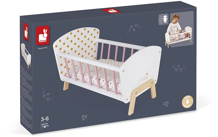 Janod Puppenbett Candy Chic Aus Holz Mit Bettwäsche - J05889 4 Janod Puppenbett Candy Chic Aus Holz Mit Bettwäsche - J05889 – Bild 2