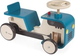 Janod - Traktor Rutscher Aus Holz - Baby Rutschauto - Mit Lenkrad, Integrierter Hupe Und Anhängerkupplung - Geräuscharme Räder - Holzspielzeug - Ab 18 Monaten, J08053