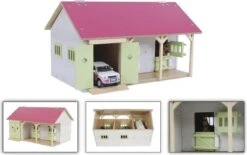 Kids Globe Pferdestall Mit 2 Boxen Und Schuppen 1:32 34x22x19cm Rosa