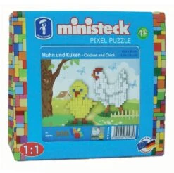 Ministeck 32588 - Mosaik-Bild Bauernhof, Steck-Bild Mit Huhn Und Küken, Inkl. 1 Steckplatte, Ca. 300 Steine Und Zubehör, Bildgöße Ca. 13,3 X 20 Cm, Ideal Als Geschenk Für Kreatives Spielen