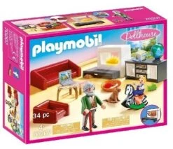 PLAYMOBIL Dollhouse 70207 Gemütliches Wohnzimmer, Mit Lichteffekt, Ab 4 Jahren