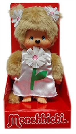 Sekiguchi 220458 - Original Monchhichi Mädchen Margarete, Aus Hellbraunem Plüsch, Mit Kleid Und Zöpfen Mit Blumen, Ca. 20 Cm 3 Sekiguchi 220458 - Original Monchhichi Mädchen Margarete, Aus Hellbraunem Plüsch, Mit Kleid Und Zöpfen Mit Blumen, Ca. 20 Cm