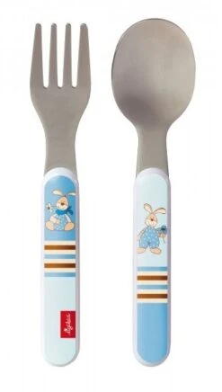 SIGIKID 24874 Kinder-Besteck Semmel Bunny Mädchen Und Jungen Besteckset Gabel&Löffel Empfohlen Ab Geburt Blau