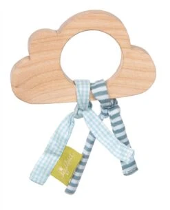 SIGIKID 39089 Holzgreifling Wolke Green Mädchen Und Jungen Babyspielzeug Empfohlen Ab 3 Monaten Natur/blau