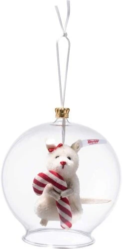 Steiff Candy Cane Maus In Glaskugel Ornament