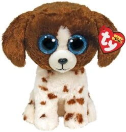 TY 2007525 Muddles Brown & White Dog Beanie Boo Medium Ausgestopftes Tier, Mehrfarbig
