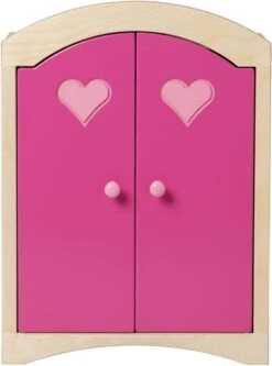 Van Dijk Toys Poppen Kleding Kast - Naturel Met Roze